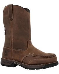 Georgia Boot - Athens Pull-on Waterproof Moc-toe Work Boot - Lyst