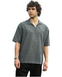 Campus Sutra - Moon Honeycomb-knit Polo T-shirt - Lyst