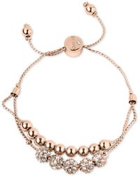 Guess - Pave Beaded Double-row Slider Bracelet - Lyst