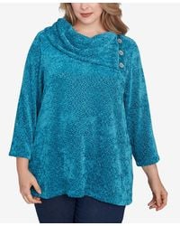 Ruby Rd. - Plus Size Split Cowl Neck Chenille Shine Knit Top - Lyst