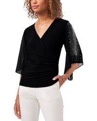 Msk - Embellished Chiffon Sleeve Top - Lyst