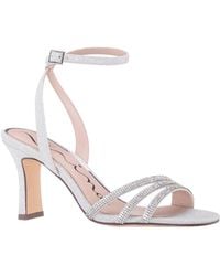 Nina - Alfreda Silver Metallic Mid Heel Square Toe Sandals - Lyst
