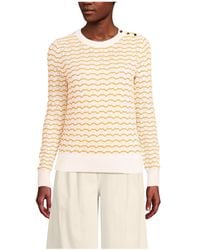 Lands' End - Cotton Viscose Button Shoulder Modern Crew Sweater - Lyst