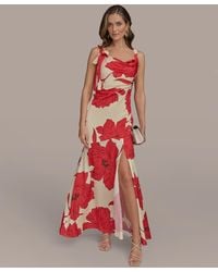 Donna Karan - Printed Cowl-neck Gown - Lyst