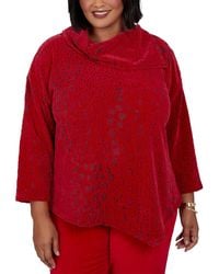 Ruby Rd. - Rd. Plus Size 3/4-sleeve Animal-print Cowl-neck Blouse - Lyst