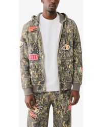 True Religion - Big T Camo Patch Buddha Zip Up Sweatshirt - Lyst