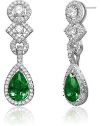 Genevive Jewelry - Sterling Silver White Gold Plated With Colored And Clear Cubic Zirconia Dangle Earrings - Lyst