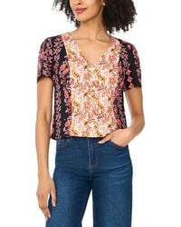 Cece - V-neck Short-sleeve Printed Top - Lyst