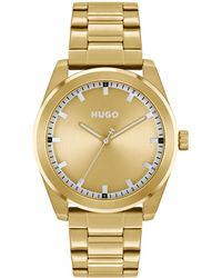 BOSS - Hugo Bright Quartz Ionic Plated Thin Gold-tone Steel Watch 42mm - Lyst