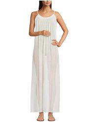Lands' End - Rayon Poly Rib Scoop Neck Swim Cover-up Maxi Dress - Lyst
