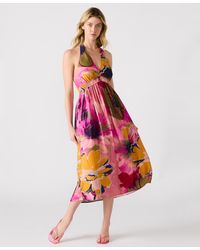 Steve Madden - Piper Printed Halter Sleeveless Midi Dress - Lyst