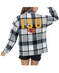 Gameday Couture - Grey Iowa State Cyclones Long Sleeve Brushed Plaid Button-up Overshirt Jacket - Lyst