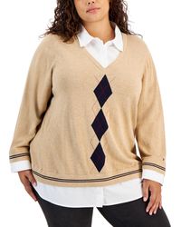 Tommy Hilfiger - Plus Size Cotton Layered-look Sweater - Lyst