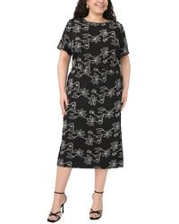 Vince Camuto - Plus Size Floral Embroidered Pull-on Midi Skirt - Lyst