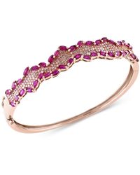 Effy Rosa By Effy® Ruby (4-3/8 Ct. T.w.) And Diamond (3/4 Ct. T.w.) Bangle Bracelet In 14k Rose Gold, Created For Macy's - Red