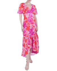 Julia Jordan - Printed Flutter-sleeve High-low Maxi Dress - Lyst