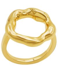Adornia - Tarnish Resistant 14k -plated Open Circle Hammered Ring - Lyst