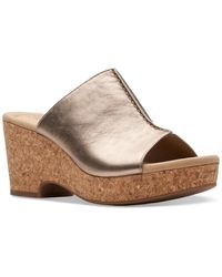 Clarks - Giselle Orchid Slip On Platform Wedge Sandals - Lyst