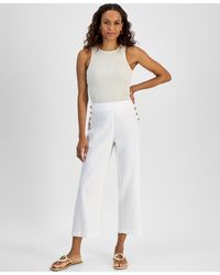INC International Concepts - Petite Linen-blend High-rise Wide-leg Pants - Lyst