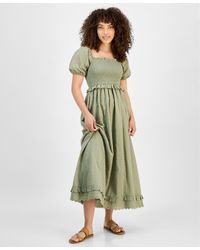 And Now This - Petite Smocked Short-sleeve Cotton Maxi Dress - Lyst