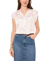 Vince Camuto - Printed Flutter Sleeve Top - Lyst