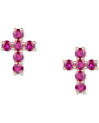 Macy's - Lab Grown Sapphire Cross Stud Earrings (1 Ct. T.w. - Lyst