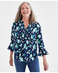 Style & Co. - Petite Floral-print Pintucked Top - Lyst