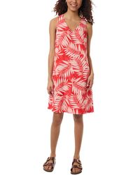 Jones New York - Petite Linen V-neck Palm-leaf-print Dress - Lyst