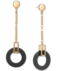 Alfani Gold-tone Bar & Color Circle Linear Drop Earrings, Created For Macy's - Metallic