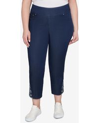 Ruby Rd. - Plus Size Super Soft Stretch Denim Embroidered Ankle Jeans - Lyst