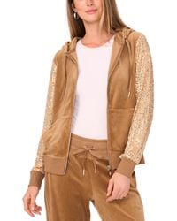 Vince Camuto - Velour Sequin Long-sleeve Zip-front Hoodie Jacket - Lyst