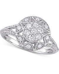 Macy's - Diamond Vintage-inspired Cluster Engagement Ring (1/2 Ct. T.w. - Lyst