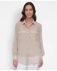 DKNY - Button-down Chiffon Shirt - Lyst