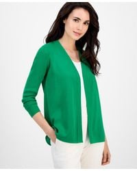 Anne Klein - Petite Long-sleeve Open-front Cardigan - Lyst