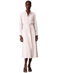 Calvin Klein - Long Sleeve Satin Stripe Midi Shirt Dress - Lyst