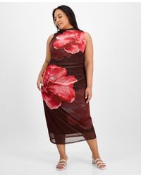 Madden Girl - Trendy Plus Size Ruched Floral-print Mesh Dress - Lyst
