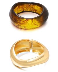 Adornia - Gold Chunky And Gold Bangle Bracelet Set - Lyst
