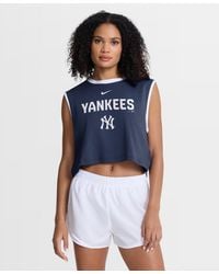 Nike - Navy New York Yankees Primetime Loose Dri-fit Cropped Tank Top - Lyst