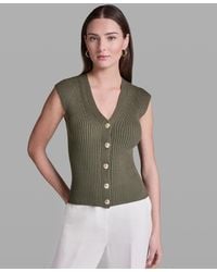 BCBGMAXAZRIA - Short-sleeve V-neck Button-front Top - Lyst