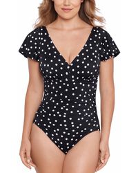 Swim Solutions - Flutter-sleeve Polka Dot One-piece Swimsuit - Lyst