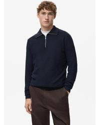 Mango - Zipper Collar Microstructure Sweater - Lyst