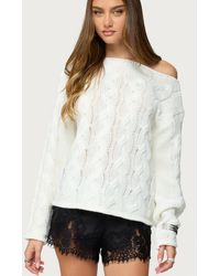 Edikted - Nellie Off Shoulder Cable Knit Sweater - Lyst
