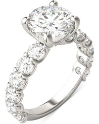 Charles & Colvard - Moissanite Solitaire & Trellis-set Side Stone Ring (3-3/4 Ct. T.w. - Lyst