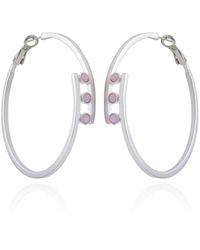 Vince Camuto - Silver-tone And Crystal 3 Stone Hoop Earring - Lyst