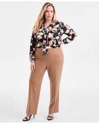 Anne Klein Essentials - Ak Anne Klein Plus Size Pull-on Mid-rise Straight-leg Pants - Lyst