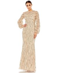 Mac Duggal - Embellished High Neck Puff Sleeve Trumpet Gown - Lyst