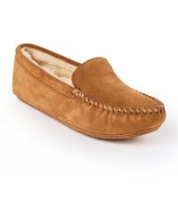 Minnetonka - Suede Sheepskin Soft Leather Sole Slippers - Lyst