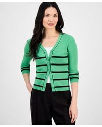 Tahari - V-neck Button-front Long-sleeve Cardigan - Lyst