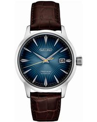 Seiko - Automatic Presage Cocktail Time Brown Leather Strap Watch 41mm - Lyst