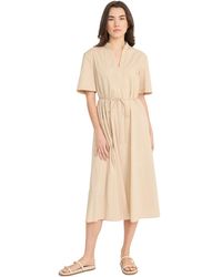 Luxely - Tie-waist V-neck Short-sleeve Midi Dress - Lyst
